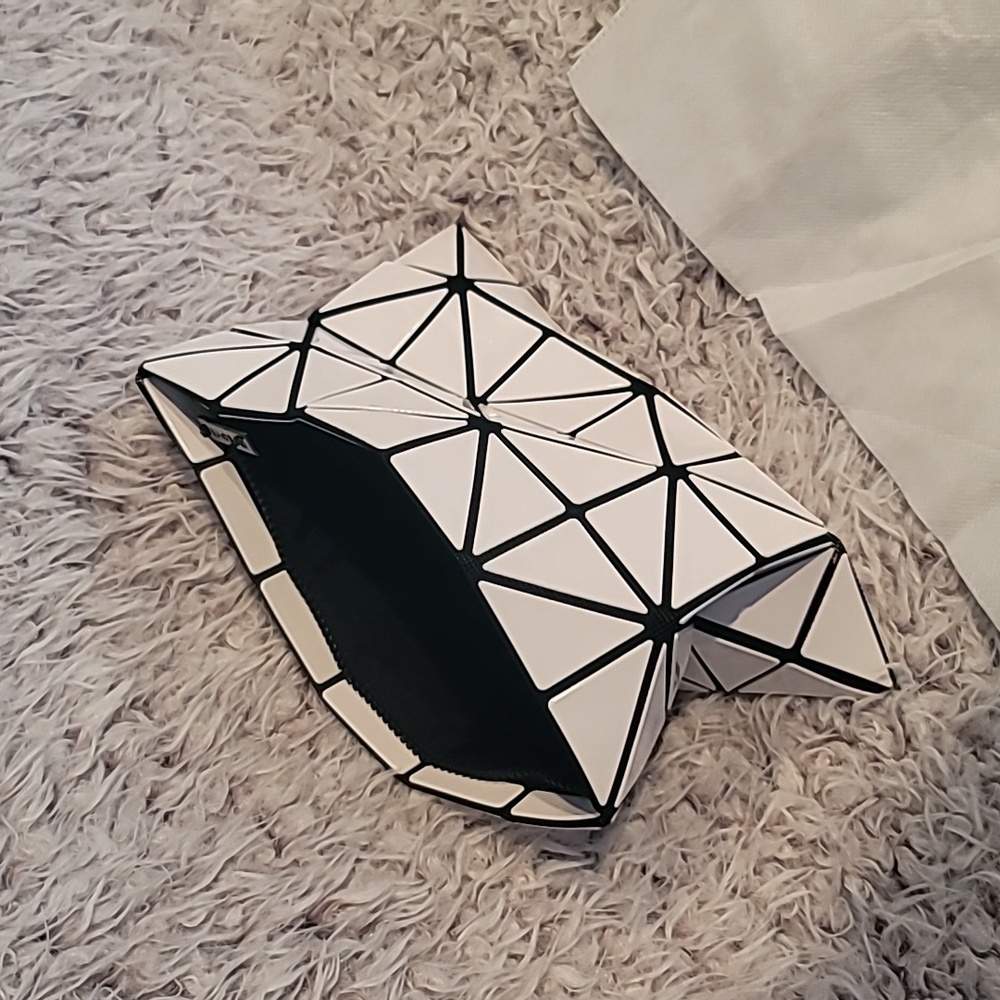 Issey Miyake Black and White Geometric Clutch